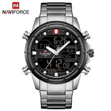 NAVIFORCE люксовый бренд мужские военные спортивные часы мужские модные армейские кварцевые часы мужские из нержавеющей стали светодиодный аналоговые цифровые часы