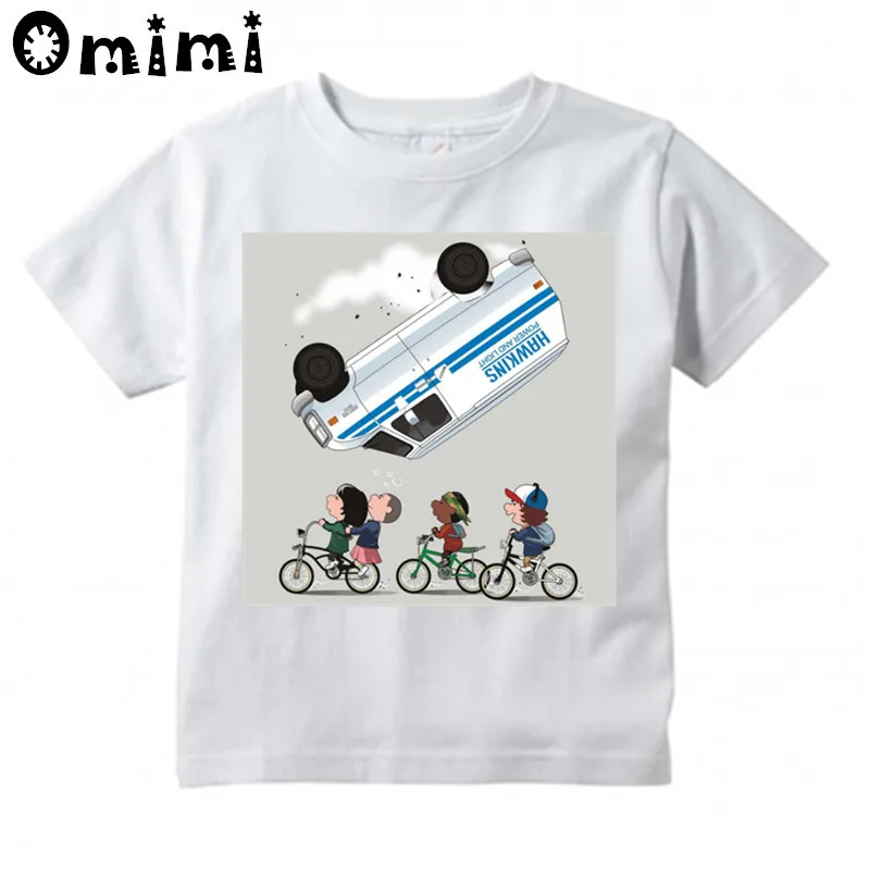 Детская дизайнерская футболка с рисунком из мультфильма «странные вещи»; красивые повседневные топы с короткими рукавами для мальчиков и девочек; детская забавная футболка