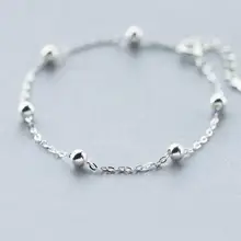 Маленькие бусины 4 мм) реальные. 925-Стерлинговое Серебро-ювелирные изделия счастливый шар цепь браслет настраиваемый Шарм летние ювелирные изделия GTLS231