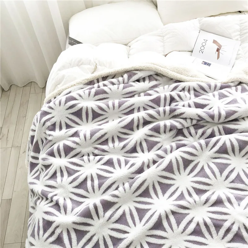 Европейское жаккардовое Флисовое одеяло геометрический зимний теплый сон одеяло Розовый Синий Зеленый путешествия/дома/диван одеяло 200*230 см