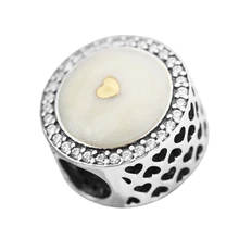 Подходит для Pandora Браслеты драгоценное сердце серебряные бусины с Серебряной Эмалью стерлингового серебра 925 серебряные ювелирные изделия, подвески-талисманы