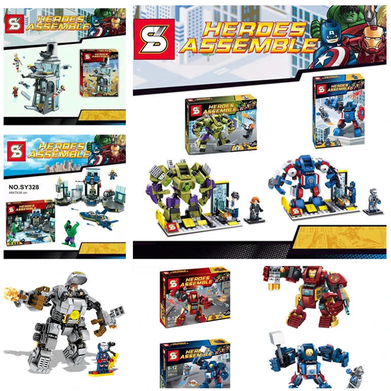 Marvel Super Hero Avengers Movie Blocks Iron Man MK1 Hulk Ultron