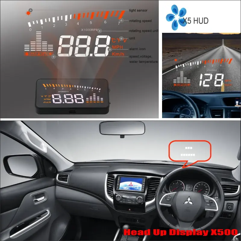 

Car Computer Screen Display Projector Refkecting Windshield For Mitsubishi Mirage / Triton 2015 2016 - Saft Driving Screen