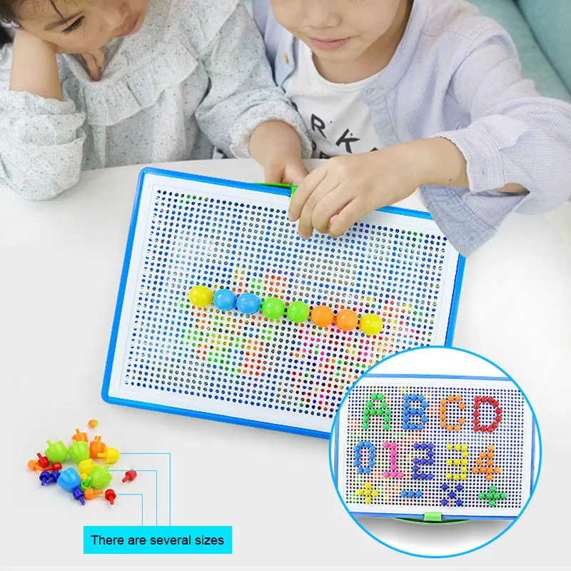 376 Pcs Mosaic Peg Board Jigsaw Puzzle Mushroom Nails Peg Puzzles Educational Toys for Kids BM88