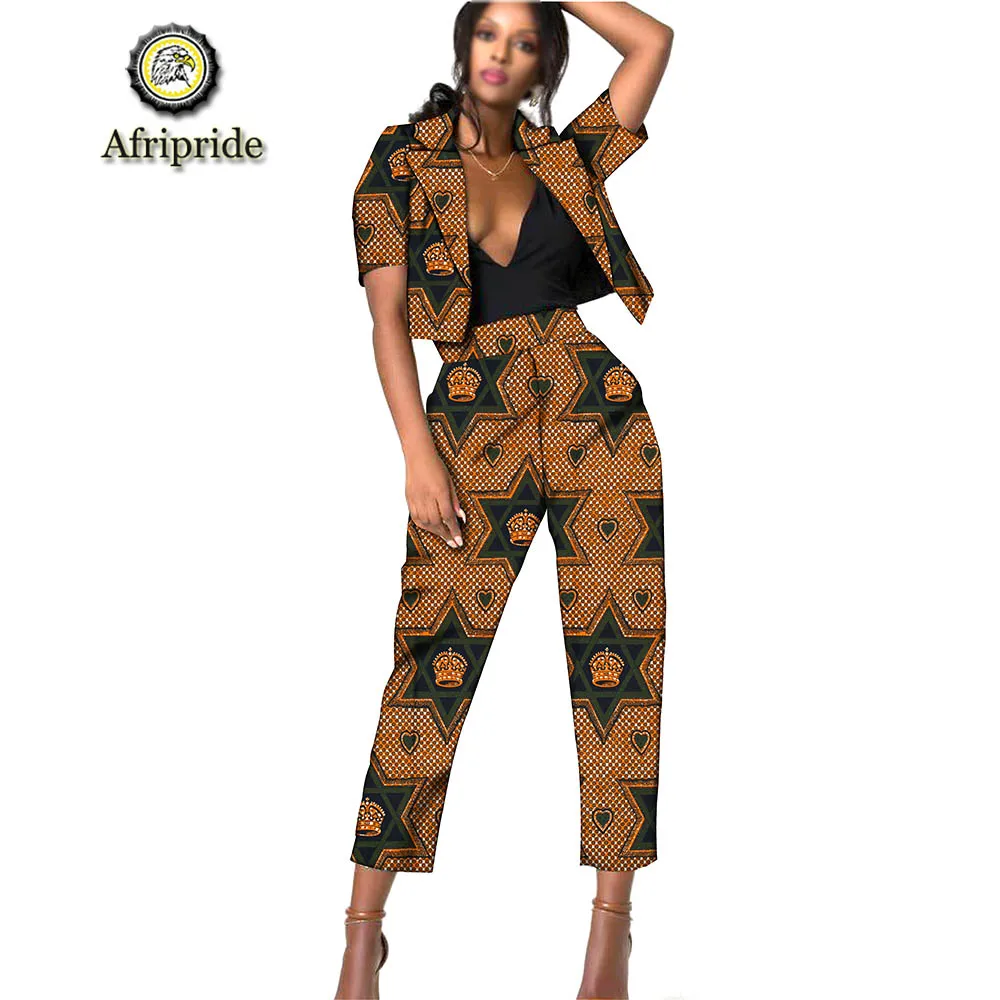AFRIPRIDE африканская одежда для леди с принтом Дашики короткий топ и брюки нормкор/минимали платье для женщин S1926009 - Цвет: 404