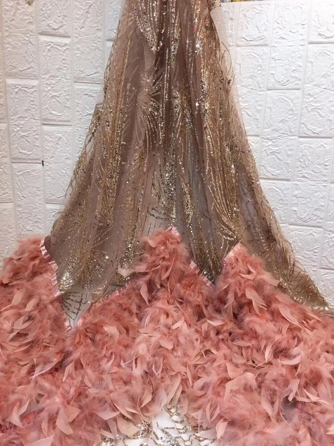 

tulle lace with glued glitter fashion David-6.3102 african glitter lace fabric for party dress 5yard/lot embroidered