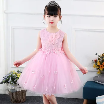 

New Trendy Pretty 3D Flower Girls Princess Dresses Children Toddler Birthday Party Baptism Christmas Gowns Kids Clothes Costume
