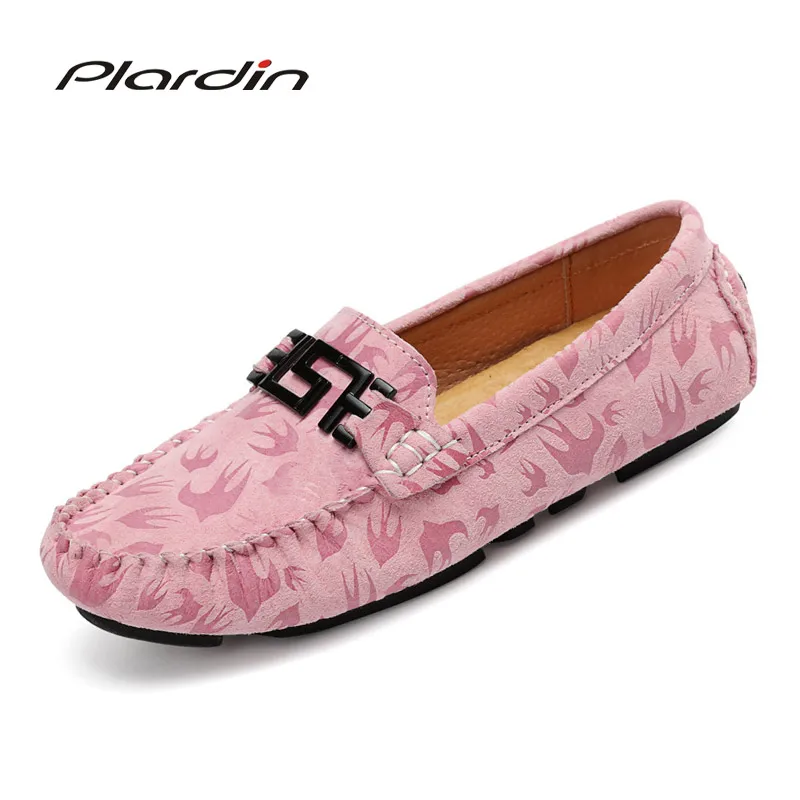 

Plardin New Brand Fashion Women Loafers High Quality Metal Decoration Sewing Appliques Genuine Leather Shoes Woman Flats Shoes