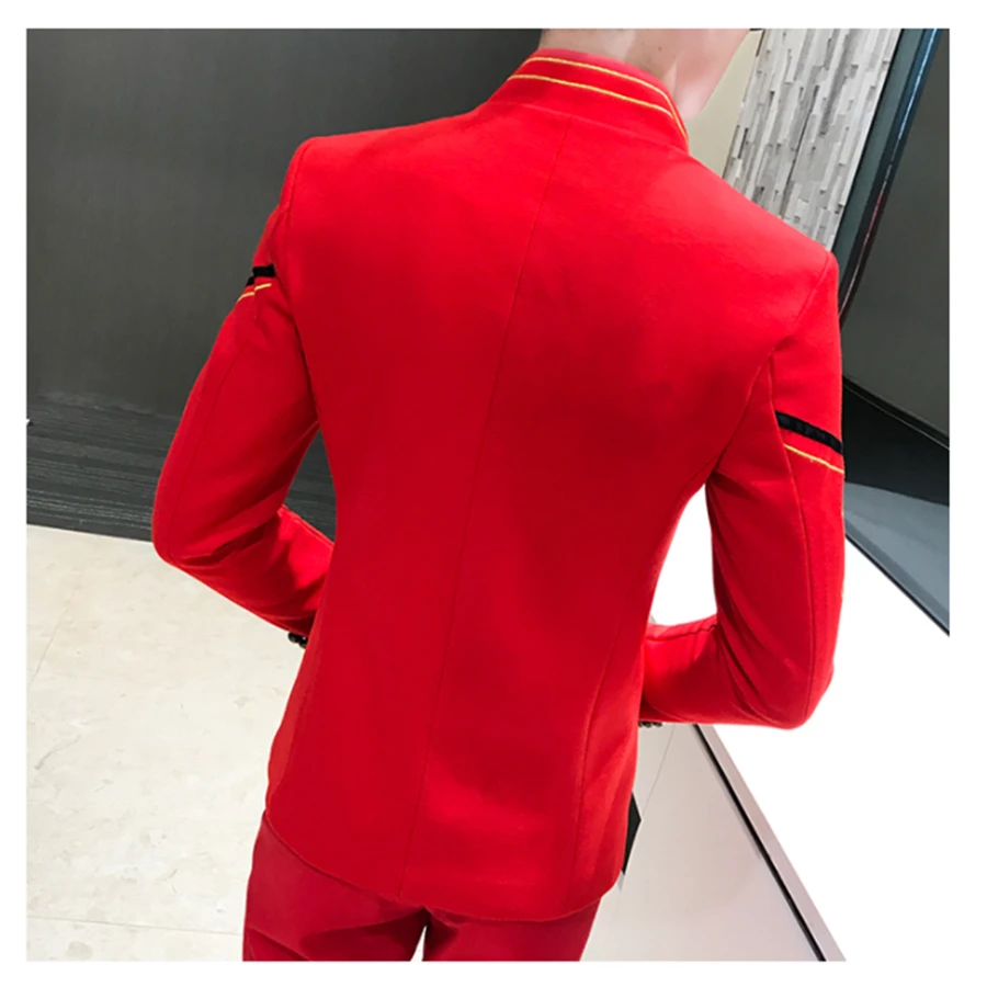 Классический костюм со стоячим воротником мужская куртка Азиатский Размер s m XL XXL деловой Банкетный мужской пиджак тонкий дизайн мужской свадебный костюм