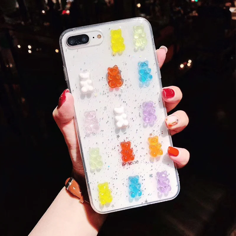 

Candy Bear Phone Case For Apple iPhone 7 8 6 6S Plus X XSmax XR Cover Transparent Anti-knock Coque For iPhone XS Fitted Case