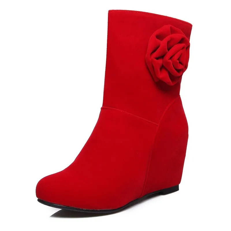 

Flowers Comfortable sapatos femininos Adhesive pu leather Fashion Boots woman casual shoes Round Toe Nubuck Leather ankle boots