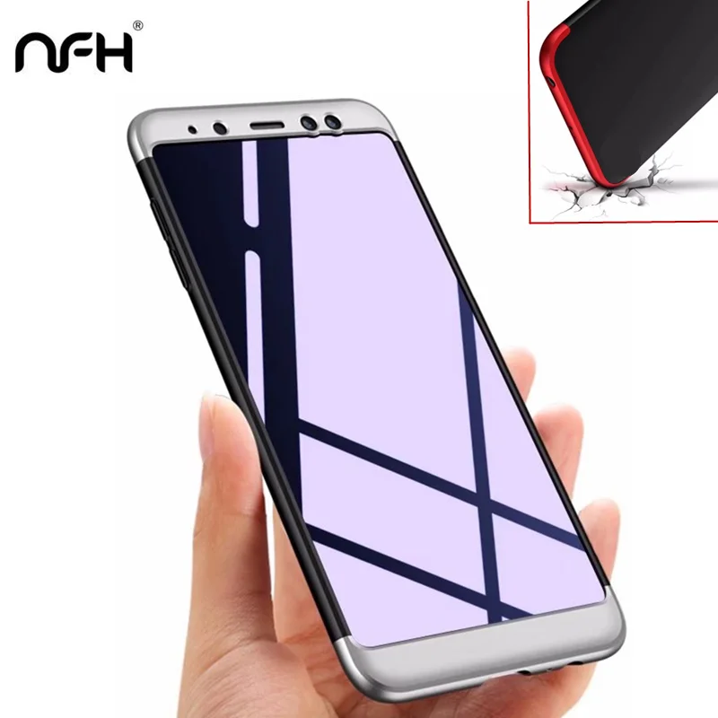 

Shockproof Protection 360 Degree Case For Samsung Galaxy A8 2018 SM-A530F Luxury Hard Plastic Slim Bumper Back Cover Case on A 8
