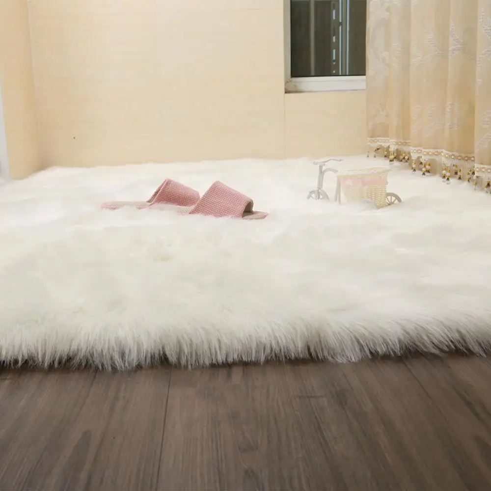 Us 23 76 34 Off Faux Fur Artificial Skin Rectangle Fluffy Chair Seat Sofa Cover Carpet Mat Area Rug Living Bedroom Home Decoration White In Carpet