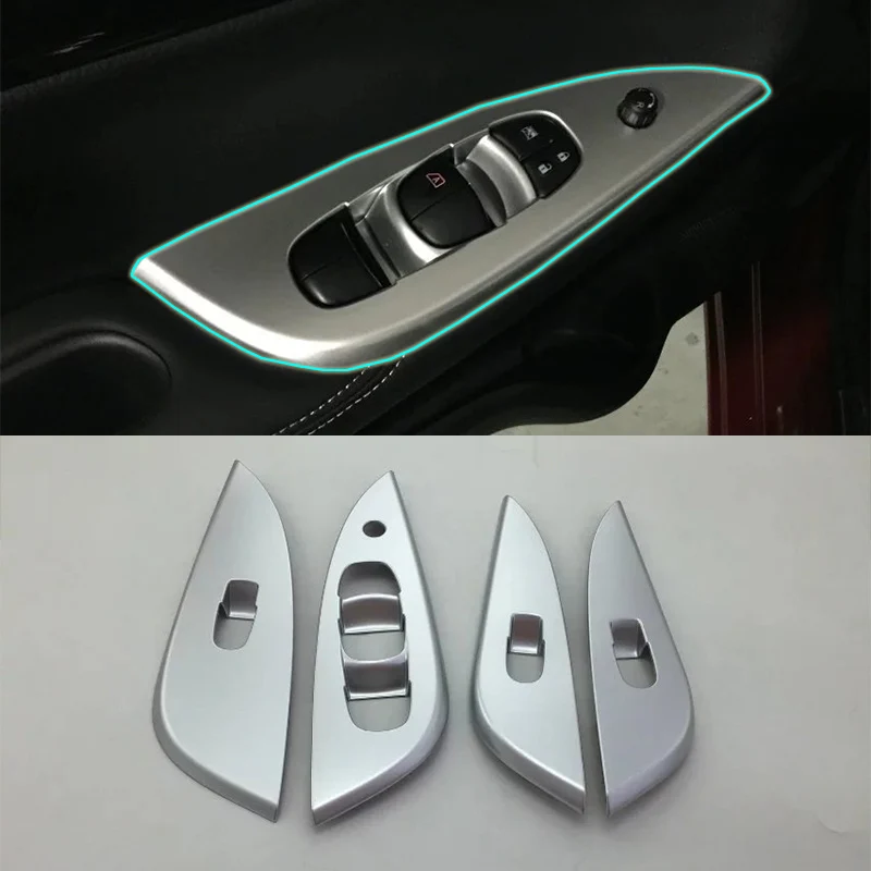 

ABS Matte Interior Window Lift Button Switch Cover Trim 4pcs Car Styling Accessories For Nissan 2017 TIIDA