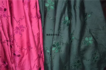 

Free ship Embroidered cambric satin fabric with sequins price for 1meter 145cm wide