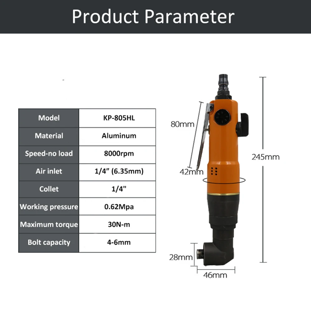 

90 Degree Air Die Grinder 1/4 inch Pneumatic Angle Die Grinder Tool Air Angle Grinding Machine Air Screw Driver for Woodworking