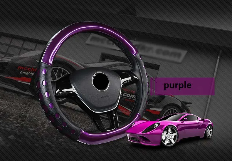 D форма Чехол рулевого колеса автомобиля четыре сезона массаж рулевого колеса концентраторы яркая кожа для Kia Sportage Optima K5 для Nissan - Название цвета: Фиолетовый