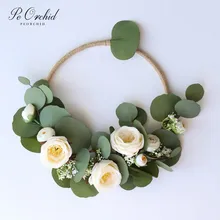 PEORCHID зеленые цветы эвкалипта свадебный обруч букет обруч невесты венок подружки невесты подарок свадебный букет цветочный Настенный декор