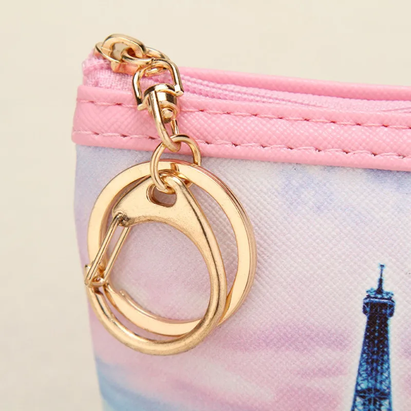 2018 новые весенние Эйфелева башня нулевой бумажник и кошелек Для женщин Мода монет из искусственной кожи для девочек Корейский Key Holder милые