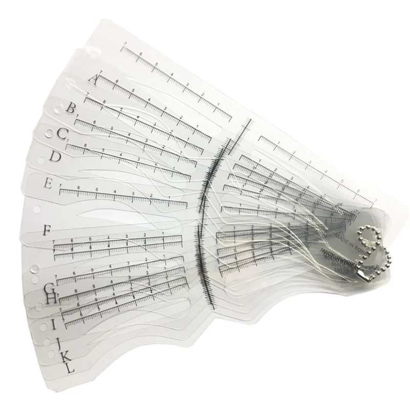 

Microblading Eyebrow Ruler Tools Card 12 Pcs Beauty Eyebrow Ruler Stencils Reusable Makeup Eyebrow Measure Tools