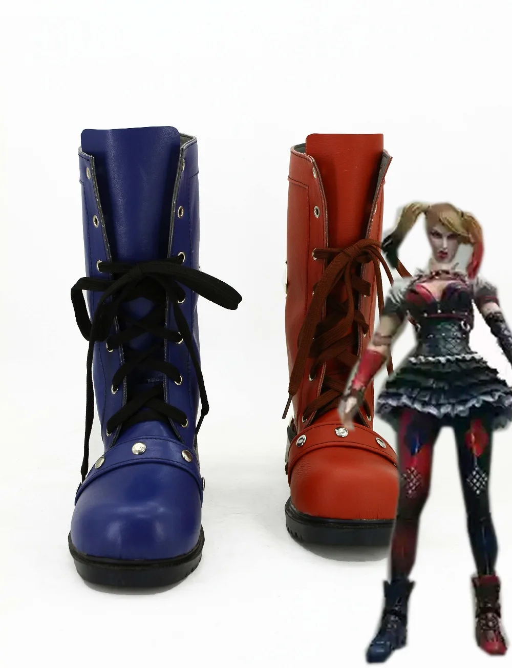 Batman Arkham Knight Harley Quinn High Heal Boots Shoe Cosplay Costume Halloween