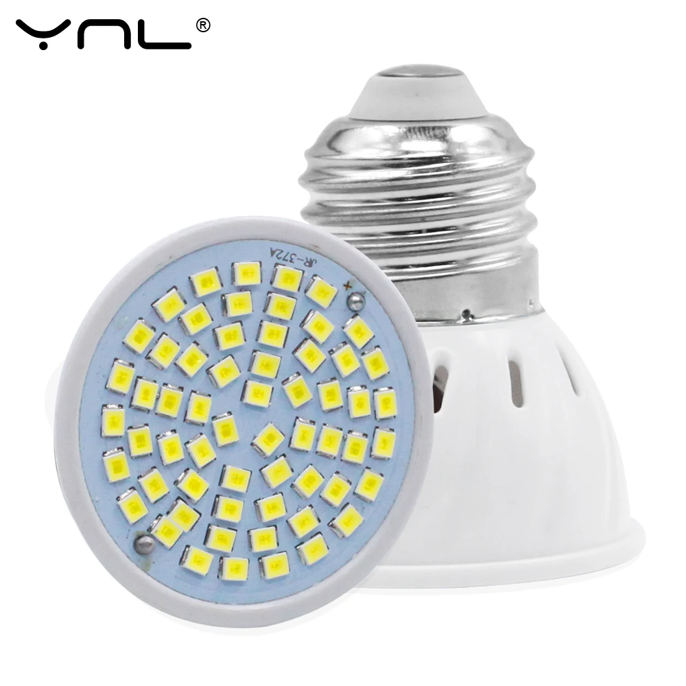 YNL Lampara LED lámpara E27 E14 MR16 GU10 220 V 48LED 60LED 80LED 2835 SMD Bombillas LED bombilla Led Spotlight Lampada LED punto de luz