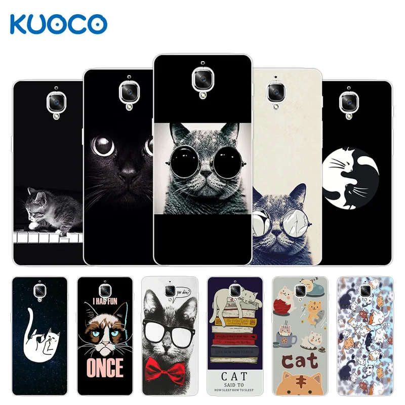 

Phone Case for OnePlus 3T 3 Case A3000 Three Cases Dif Cat Design Back Black Cover for One Plus 3 Fundas OnePlus3 T Coque Bags