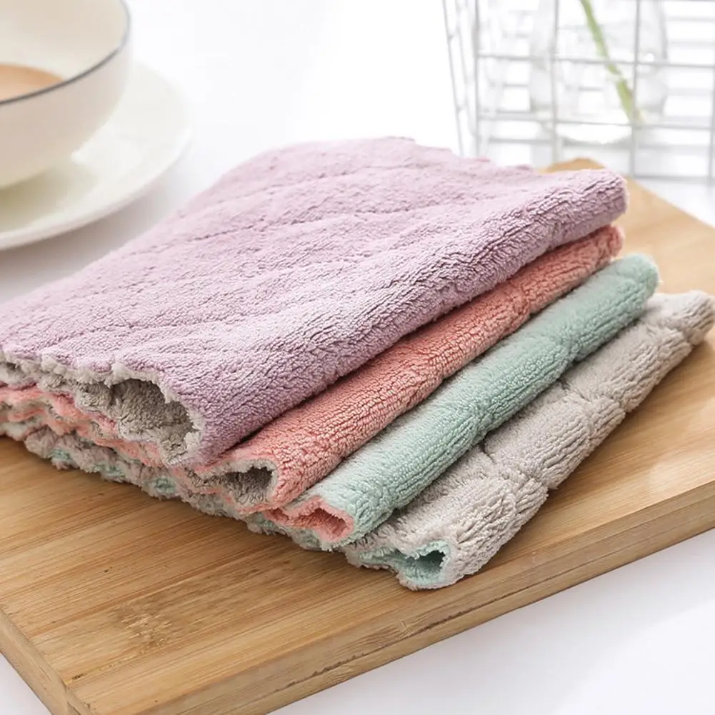 

HOT SALE 10Pcs Absorbent Microfiber Kitchen Dish Cloth Tableware Cleaning Towel Rags Cleaning Cloths