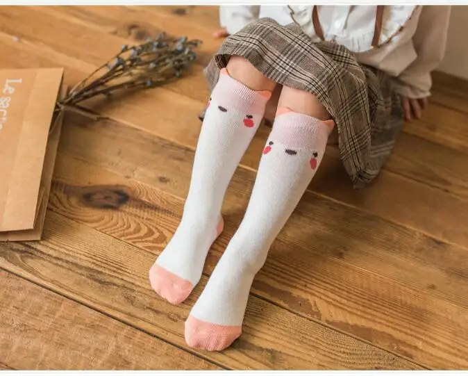 Стильные носки для малышей с рисунком мышки, лисы, Тоторо хлопковые носки для маленьких мальчиков и девочек теплые гольфы, детский носок - Цвет: Pink fox