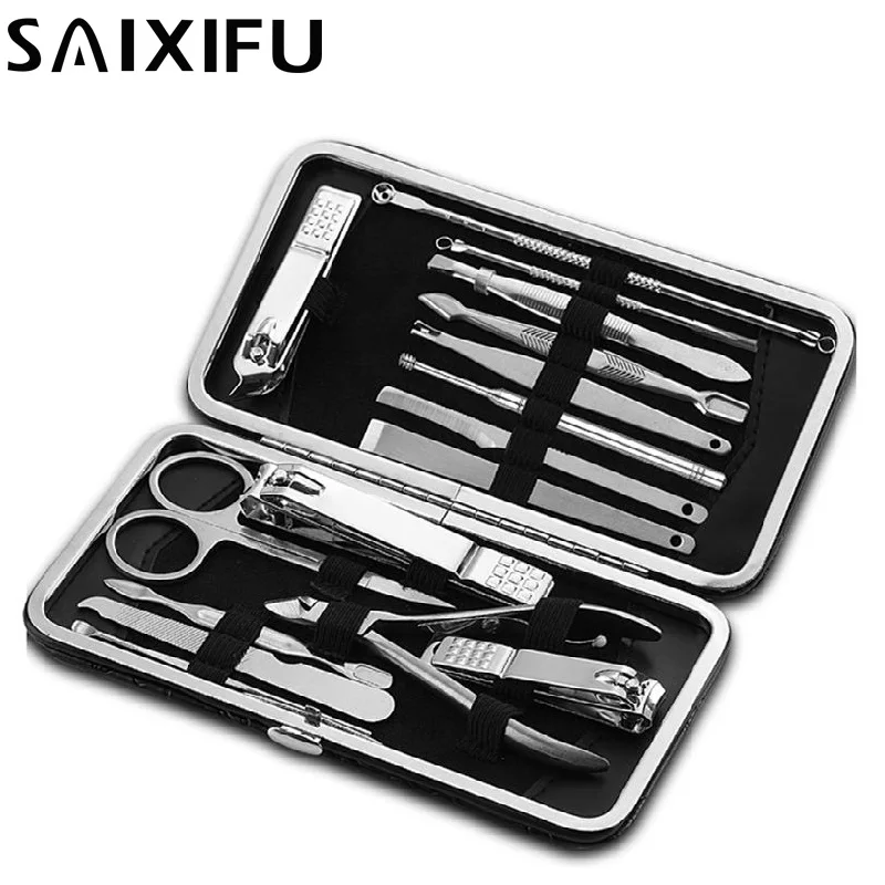 

16 pcs/Set Stainless Steel Nail Clipper Kit Professional Pedicure Scissors Tweezer Ear Pick Manicure Set Nail Art Tools Set BT35