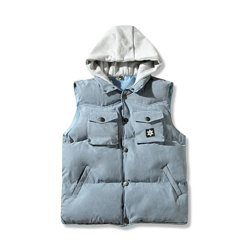 

Couple Hoodies Winter Loose Fit Mens Vest 2019 Korean New Cotton Waistcoat Solid Unloading Sleeveless Jackets Warm Casual Vests