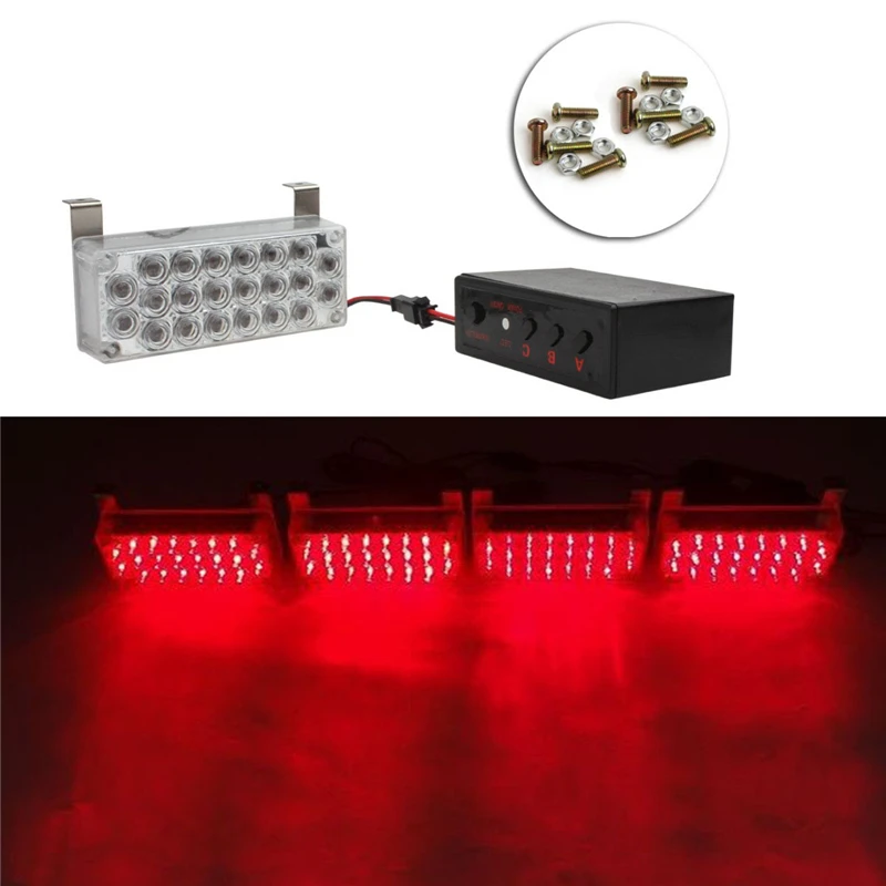 

Super Bright 12V 4 X 22LED Car Strobe Emergency Lights Police Led Flashing Lights for Cars Auto Warning External Red Lamp