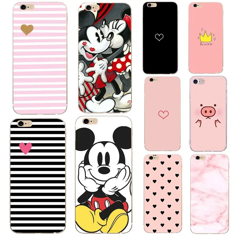 Phone Case For Carcasa iphone se 5s 5 Silicona Soft Ultra Thin Love Heart Mickey Cartoon Cover 6s 6 7 8 plus x xs max |