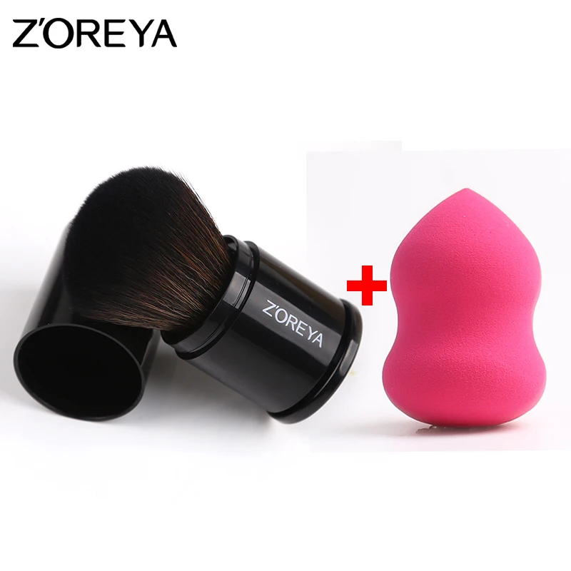 

Zoreya Brand Hot sales 2pcs Retractable Make up brushes set with cosmetics Puff Powder Makeup professional brushes tool