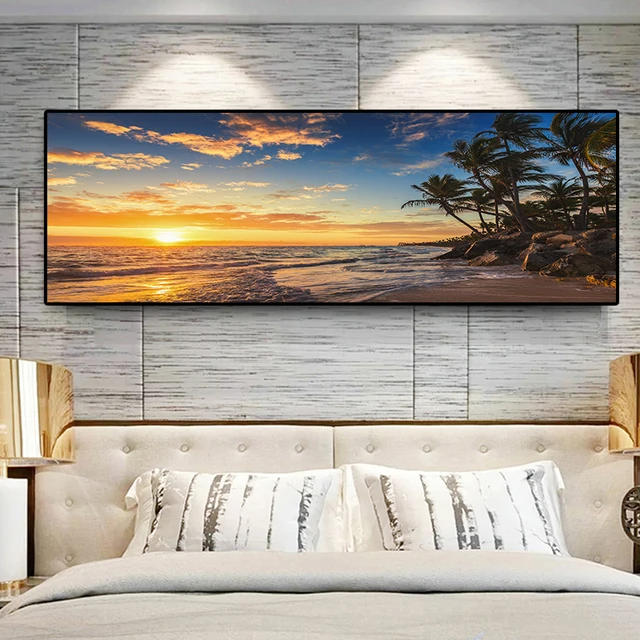 Paisaje de palmeras de coco Playa Mar Natural, pintura en lienzo, carteles e impresiones, imagen artística de pared para sala de estar Paisaje de palmeras de coco Playa Mar Natural, pintura en lienzo, carteles e impresiones, imagen artística de pared para sala de estar