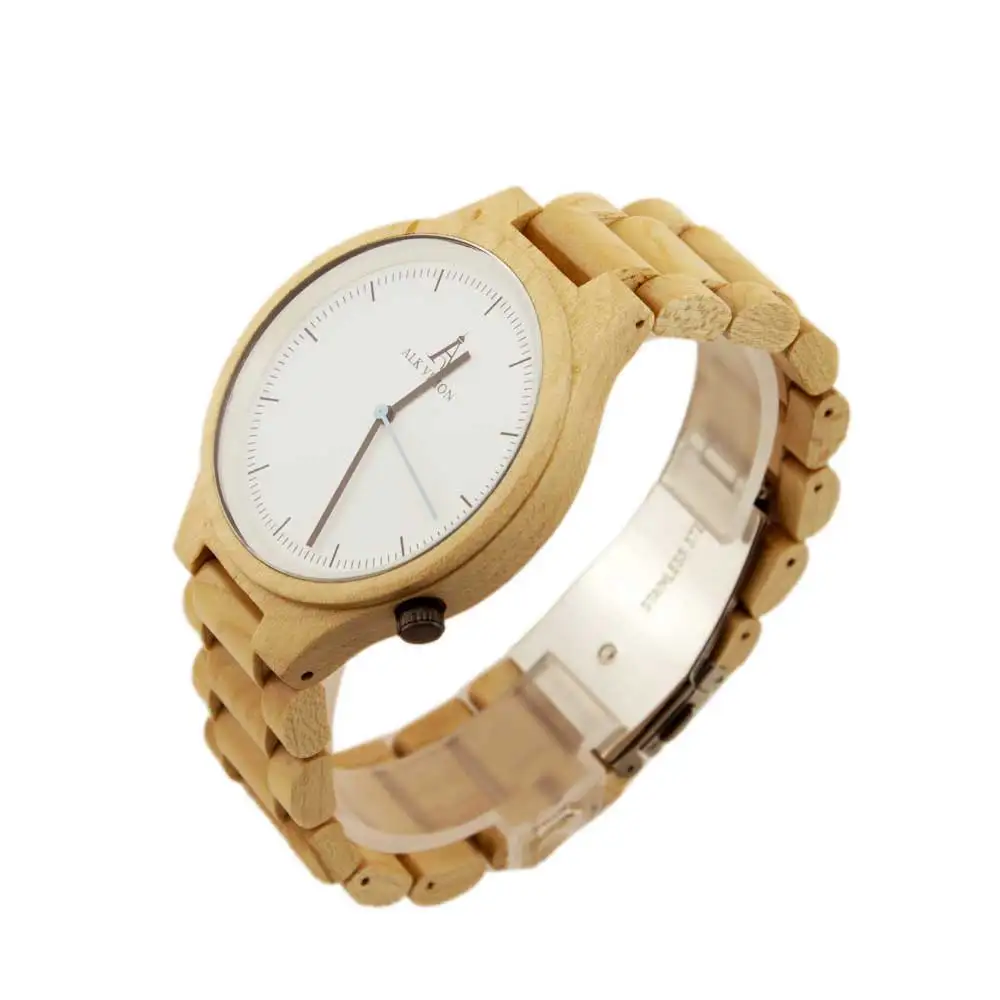 ALK Vision Часы для влюбленных пар Мужские часы лучший бренд роскошь Деревянные Женские часы Наручные часы для девочек - Цвет: White Dial Female