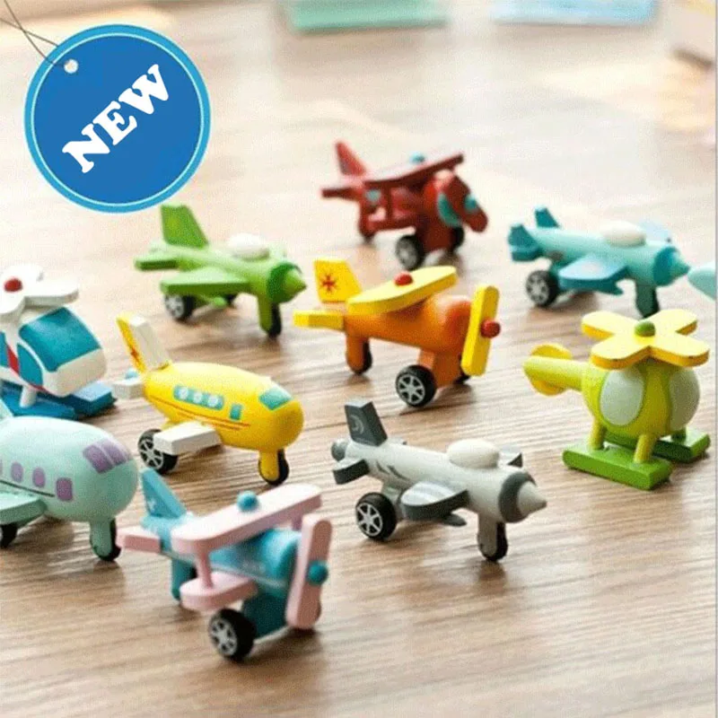 

NEW 12pcs/lot Kids wooden airplane toys with all different color and pattern/ Wooden Complete Set Of Mini Helicopter vehicle Toy