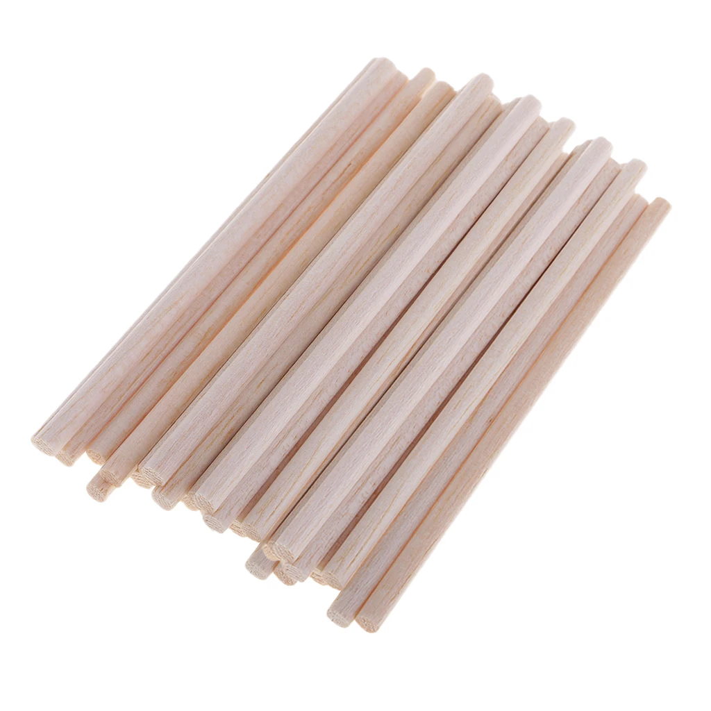 30 Pieces Round Unfinished Balsa Wood Stick Wooden Dowel Rod for Kids Model Making DIY Craft Home Wedding Party Decoration 120mm