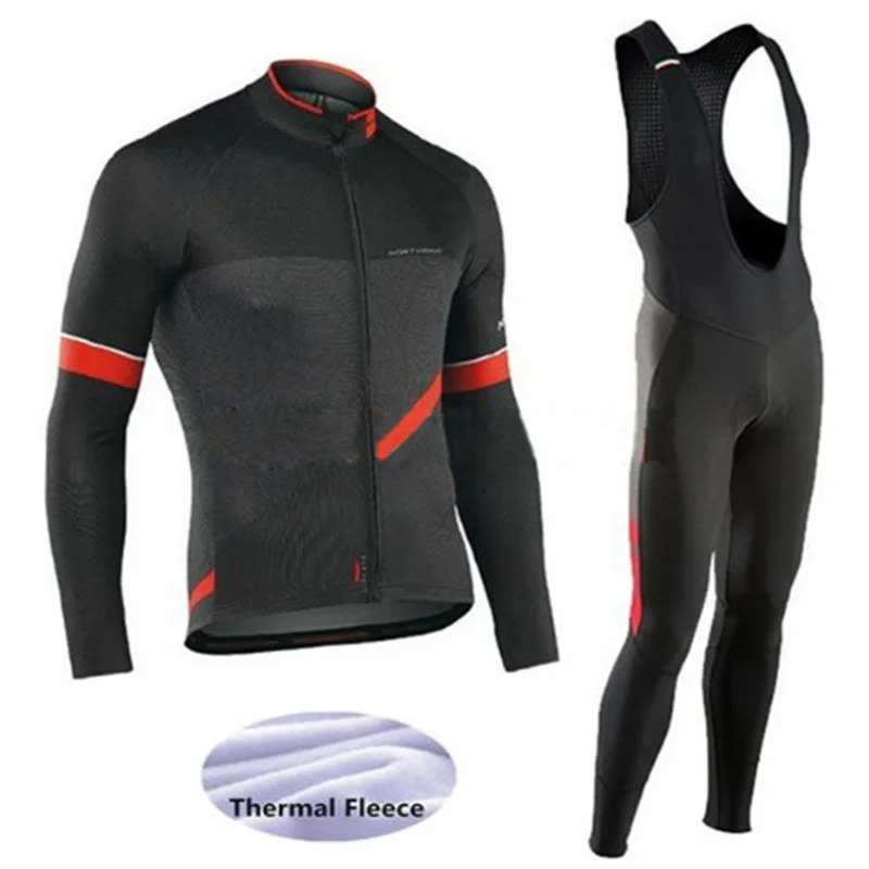 

NW Winter Thermal Fleece Cycling Jersey Long Sleeve Jerseys Cycling Bib Pants Set Bike Bicycle Cycling Clothes 6 Color