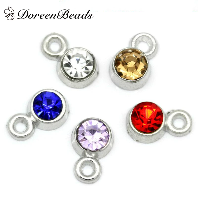 

DoreenBeads 50PCs dull silver color Mixed Rhinestone Pendants 8x5mm(3/8"x1/4") (B20418)