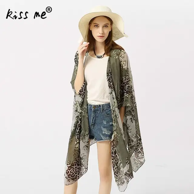 2017 New Beach Cover Up Floral Sheer Swimwear Ladies Pareo Beach Cape Sun Bath Beach Wear Dress Chiffon Swimwear Praia Cardigan