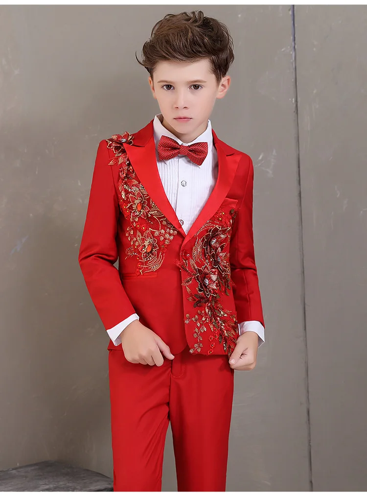 Костюм для мальчиков с вышивкой; Свадебный блейзер для бега; костюмы для мальчиков на свадьбу; Детский костюм с блейзером; смокинг для мальчиков; комплекты одежды; H454