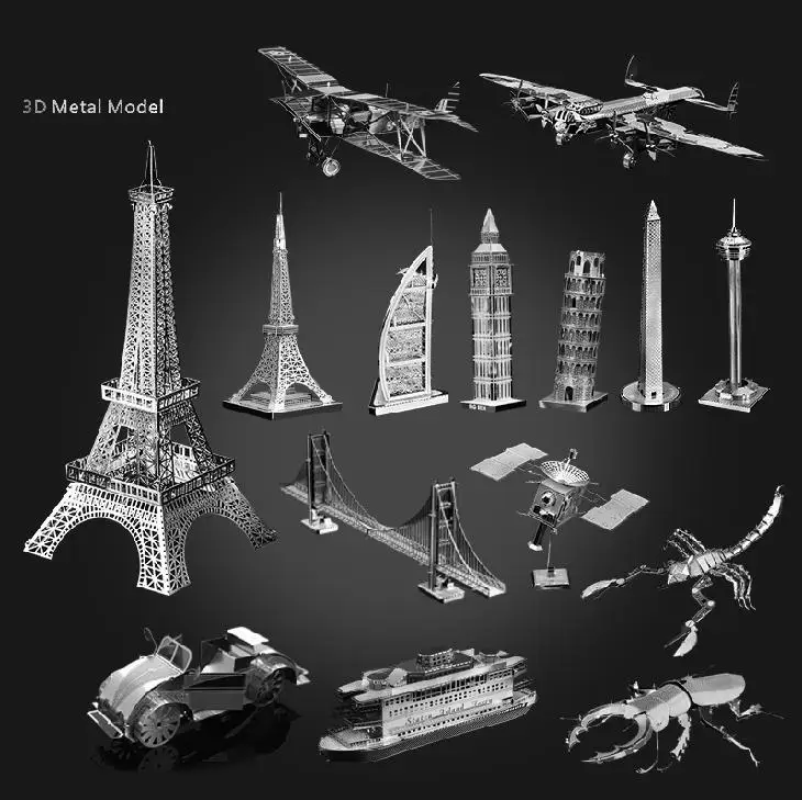10PCS lot 38 Kinds 3D DIY metal puzzle for choice laser cutting puzzle jigsaw model building
