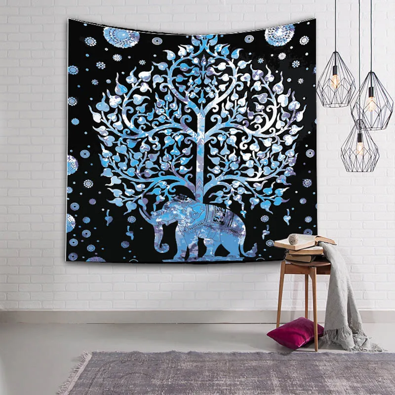 

Indian Elephant Tapestry Wall Hanging Bohemian Home Decor Life Tree Bedspread Blanket Mandala Towel