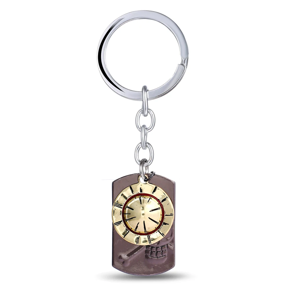 10PCS/Lot Japanese Anime Key Chain One Piece Luffy Straw Hat Skull Two Pendants Keychain Metal keyring Boyfriend gifts Wholesale