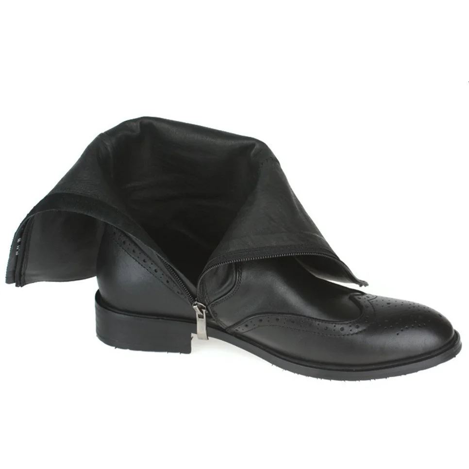 Negro Aire Calidad Hombre Genuino Libre Moda Zapatos De Alta Al Rodilla Para Casual Moto Invierno Botas Cuero ZFwprqFX