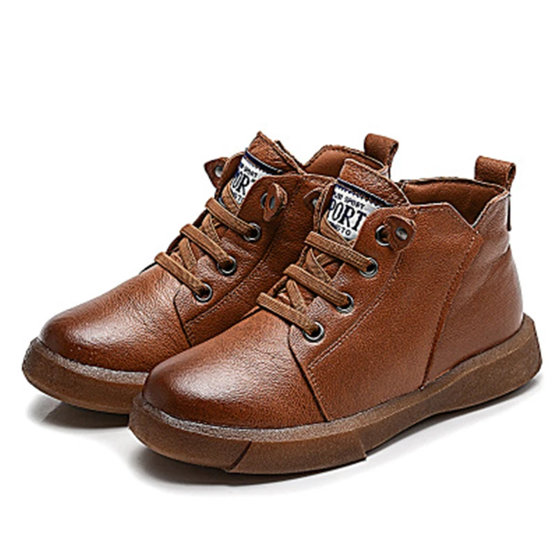 

Fashion Children Motorcycle boots Cotton shoes Genuine leather Boys Girls Martin boots Warm Plush Ankle Snow boots Kids 02B