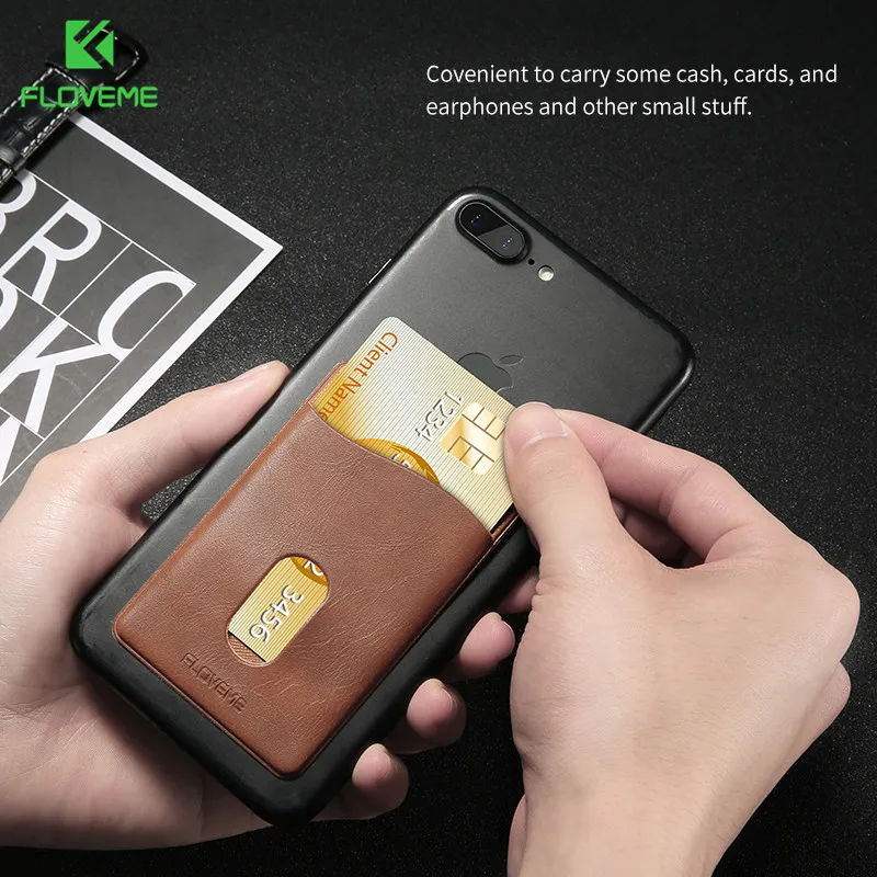Goede FLOVEME Luxe Lederen 3 M Phone Case Pocket Business Portable Kaartsleuf Cash Portemonnee Tassen Pouch Voor iPhone Samsung XiaoRedmi