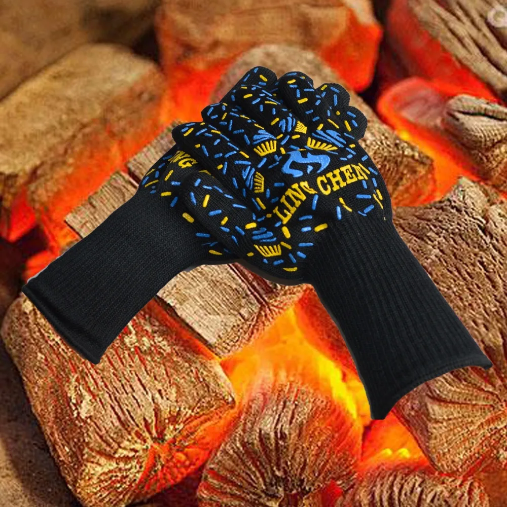 BBQ Gloves For High Temperature Resistance Oven Mitts 500-800 Degrees Fireproof Barbecue Heat Insulation Microwave Oven