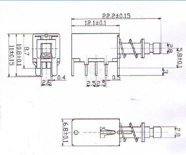 5 шт. красный черный синий A03 PS-22F03 PS-22F05 6 шпильки самоблокирующийся или Мгновенный Такт Тактильные кнопочные переключатели A04